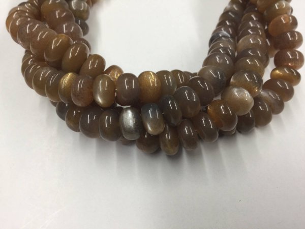 Shaded Chocolate Moonstone Rondelles Smooth