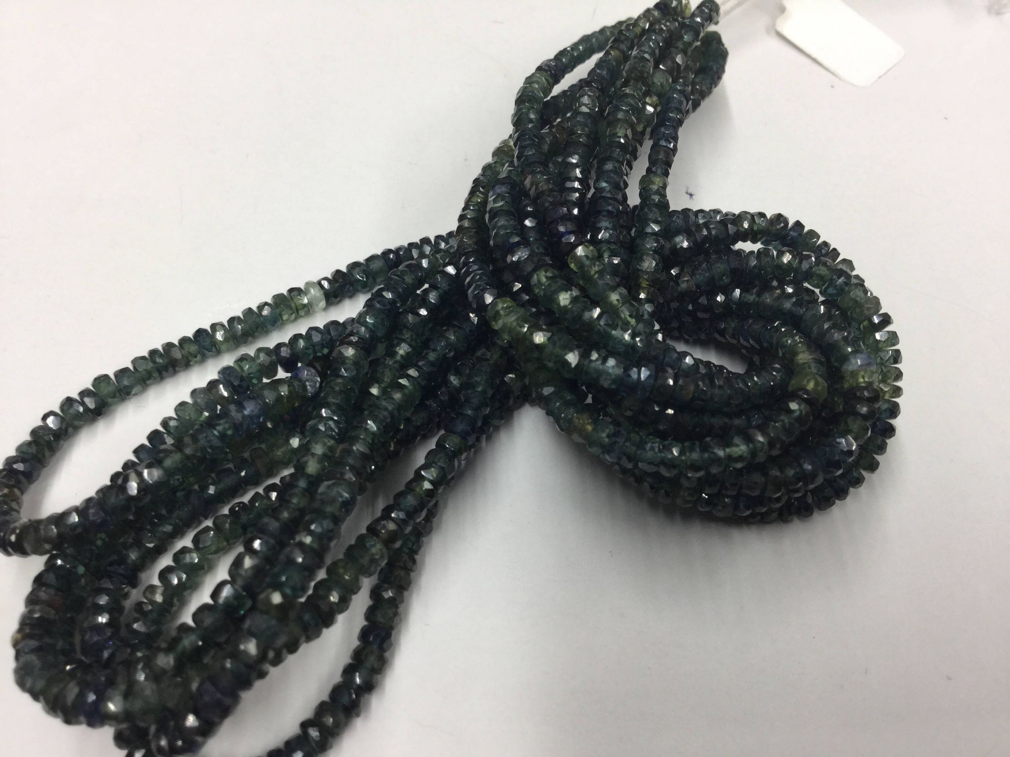 Shaded Green Blue Sapphire Rondelles Faceted
