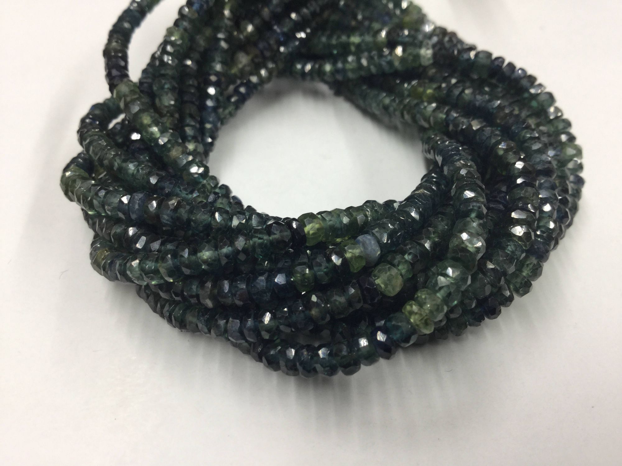 Shaded Green Blue Sapphire Rondelles Faceted