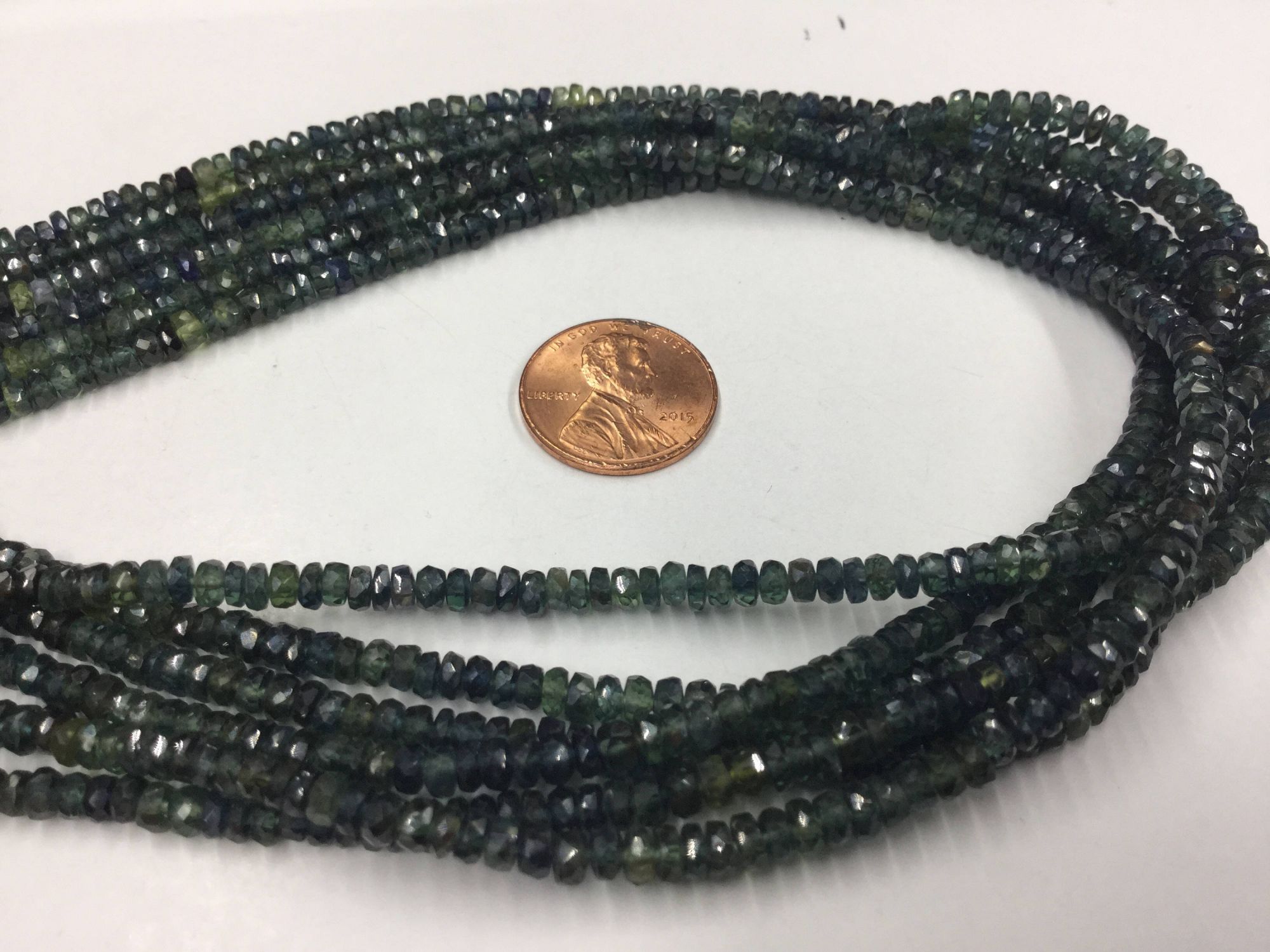 Shaded Green Blue Sapphire Rondelles Faceted