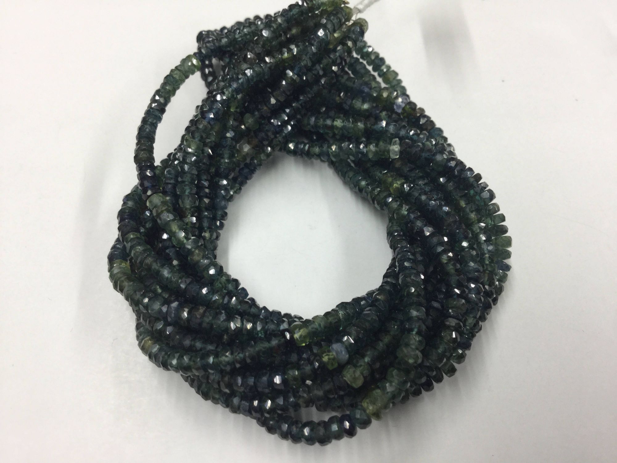 Shaded Green Blue Sapphire Rondelles Faceted