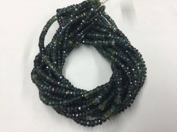 Shaded Green Blue Sapphire Rondelles Faceted