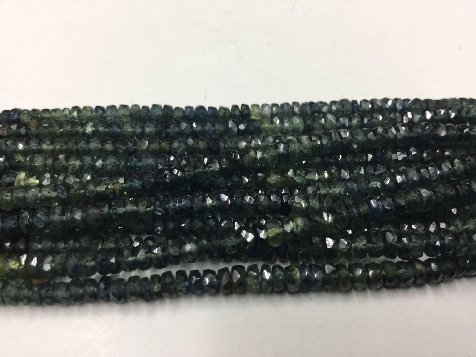Shaded Green Blue Sapphire Rondelles Faceted