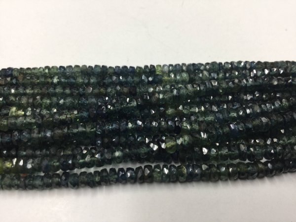 Shaded Green Blue Sapphire Rondelles Faceted