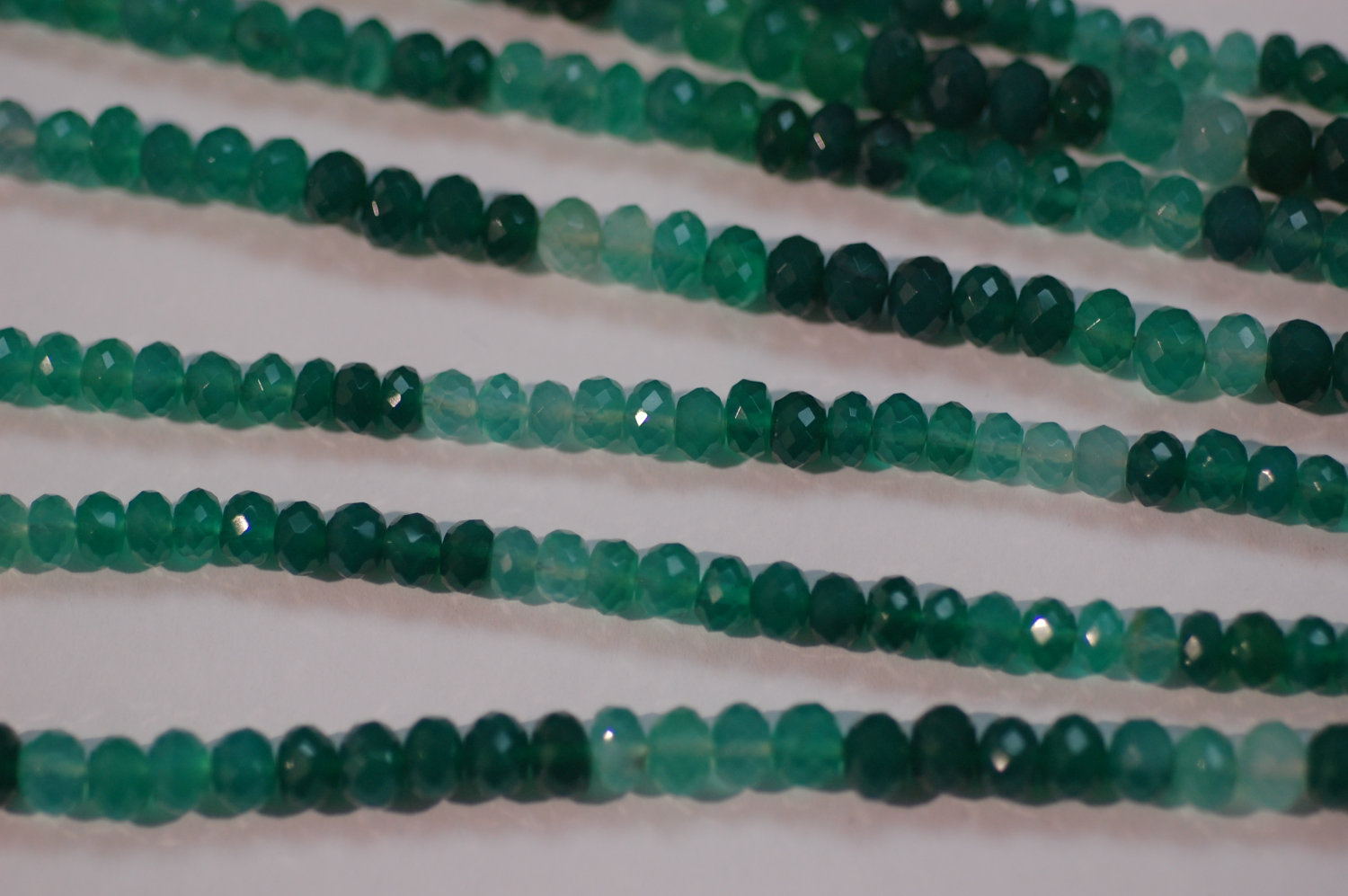 Shaded Green Onyx Rondelle Faceted