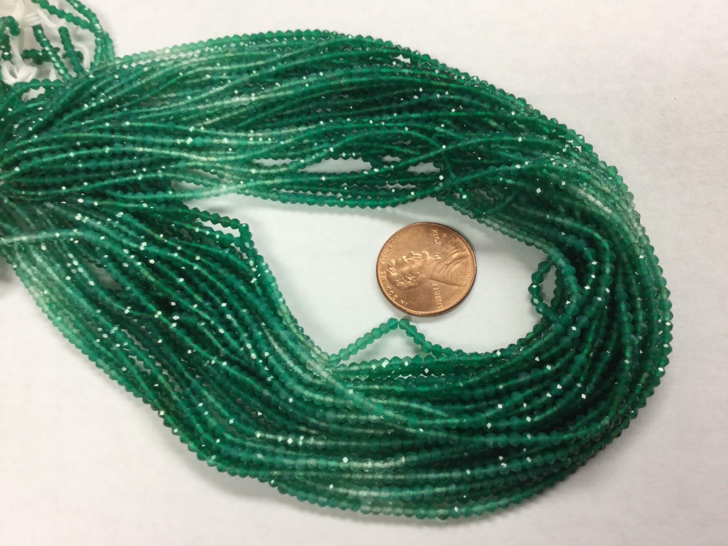 Shaded Green Onyx Rondelles Faceted