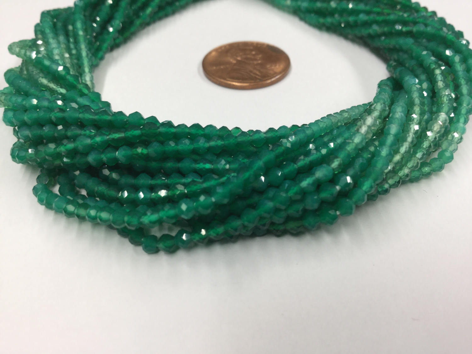Shaded Green Onyx Rondelles Faceted