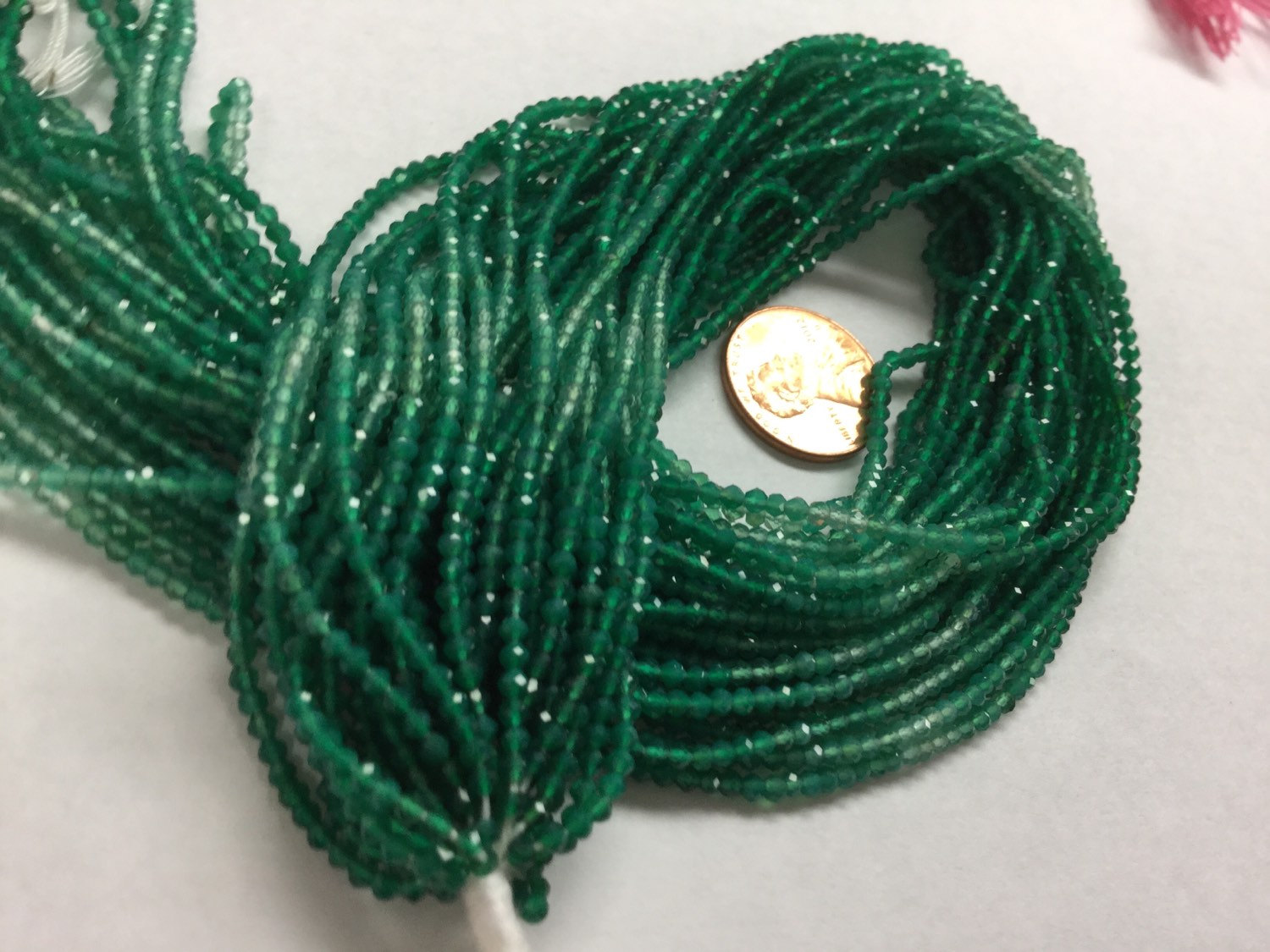 Shaded Green Onyx Rondelles Faceted