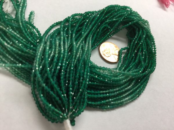 Shaded Green Onyx Rondelles Faceted