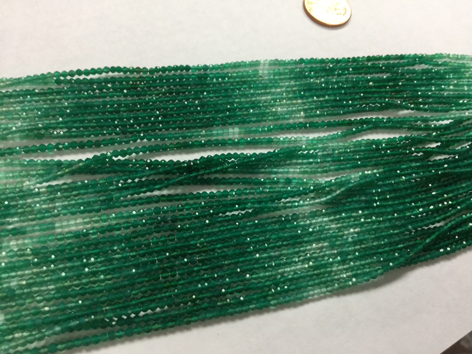 Shaded Green Onyx Rondelles Faceted