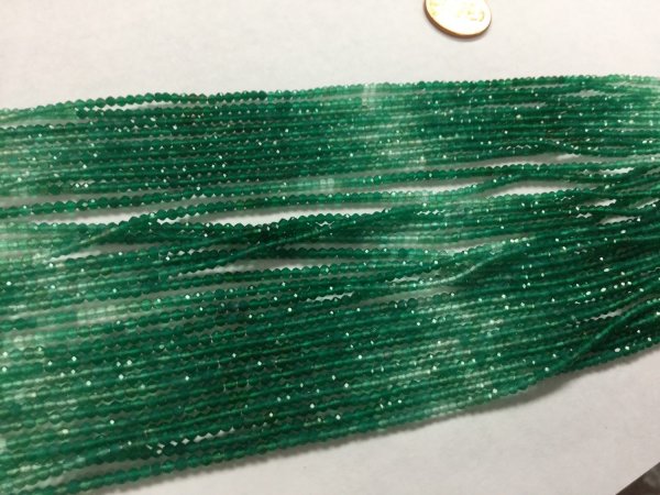 Shaded Green Onyx Rondelles Faceted