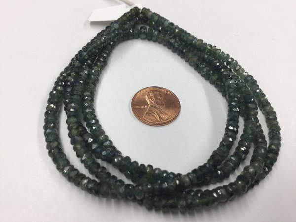 Shaded Green Sapphire Rondelles Faceted