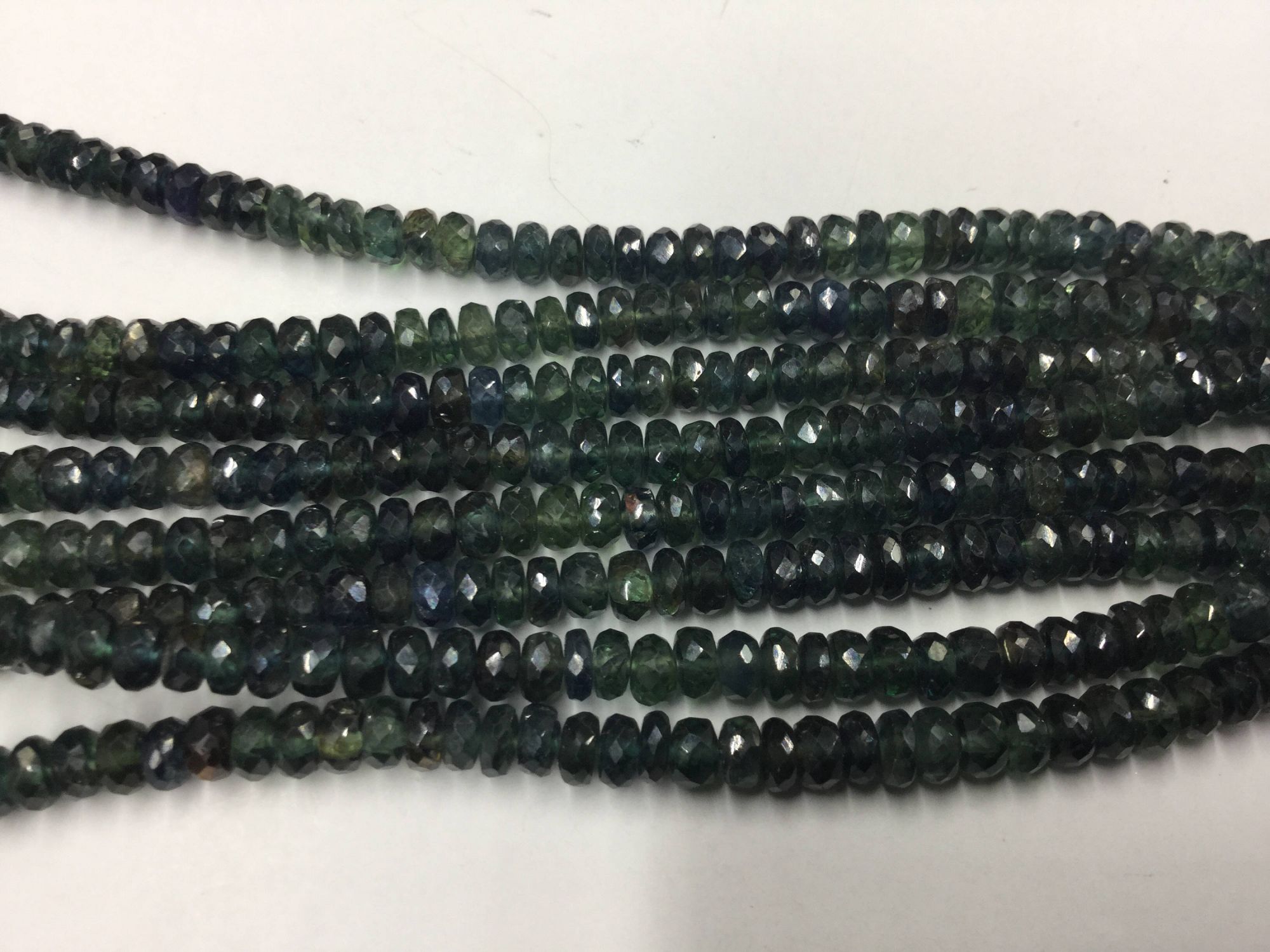 Shaded Green Sapphire Rondelles Faceted