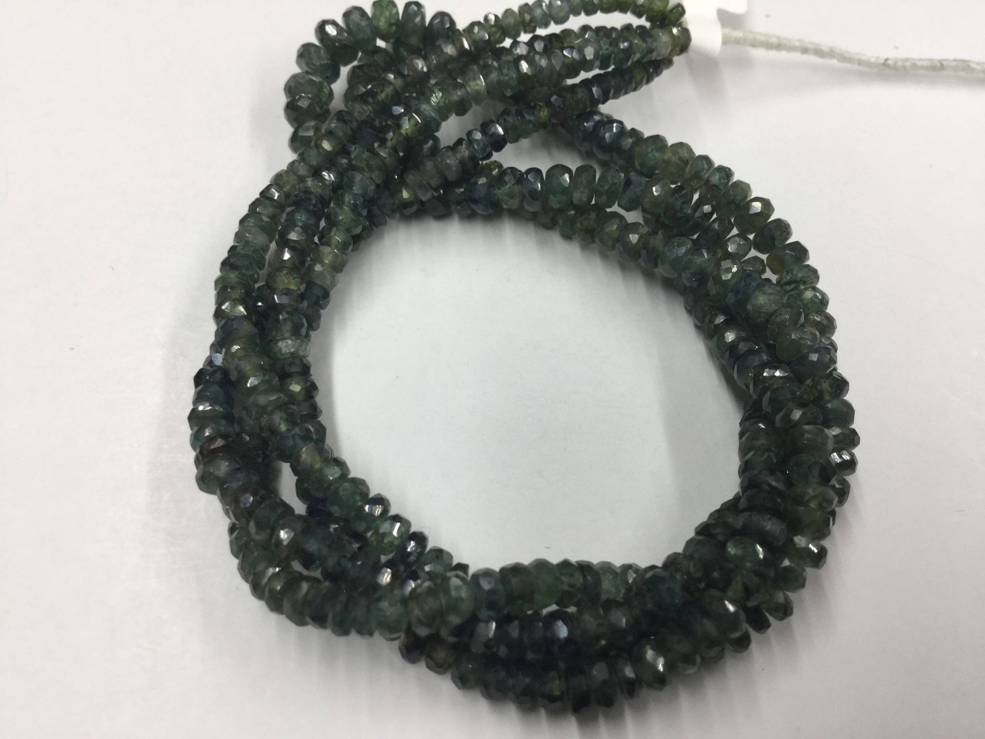 Shaded Green Sapphire Rondelles Faceted