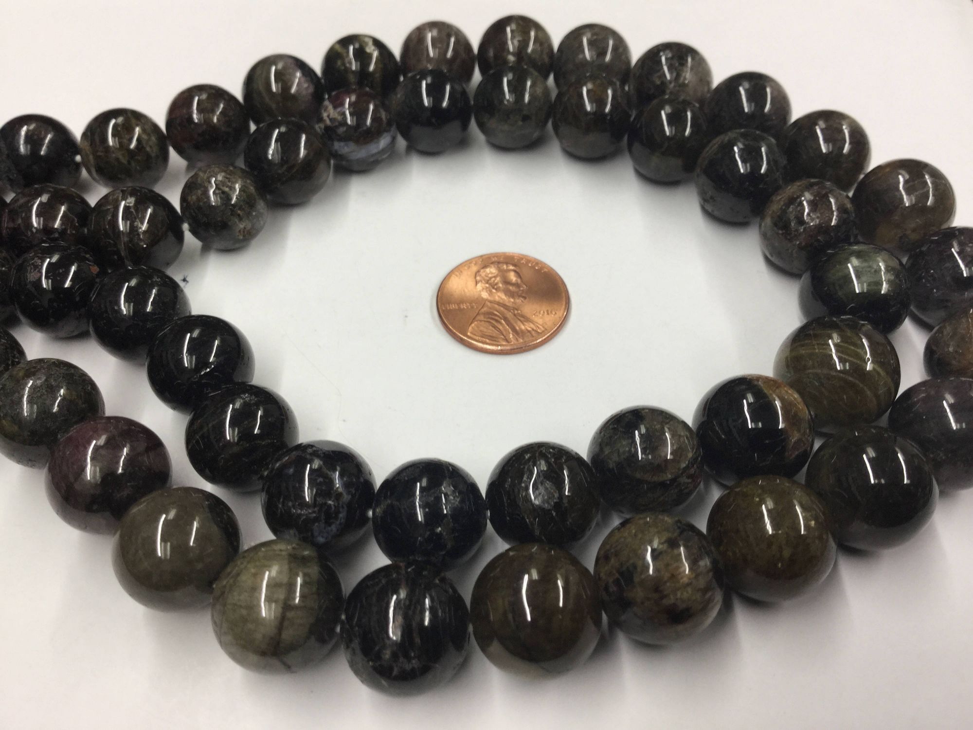 Shaded Green Tourmaline Rounds Smooth