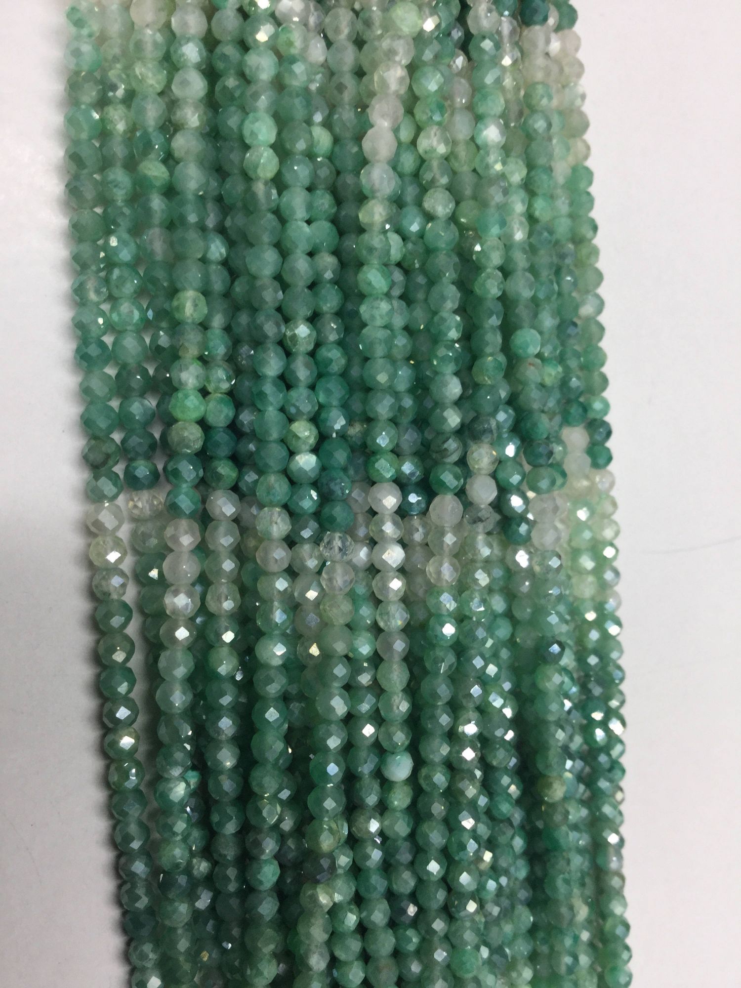 Shaded Mystic Green Onyx Rondelles Faceted
