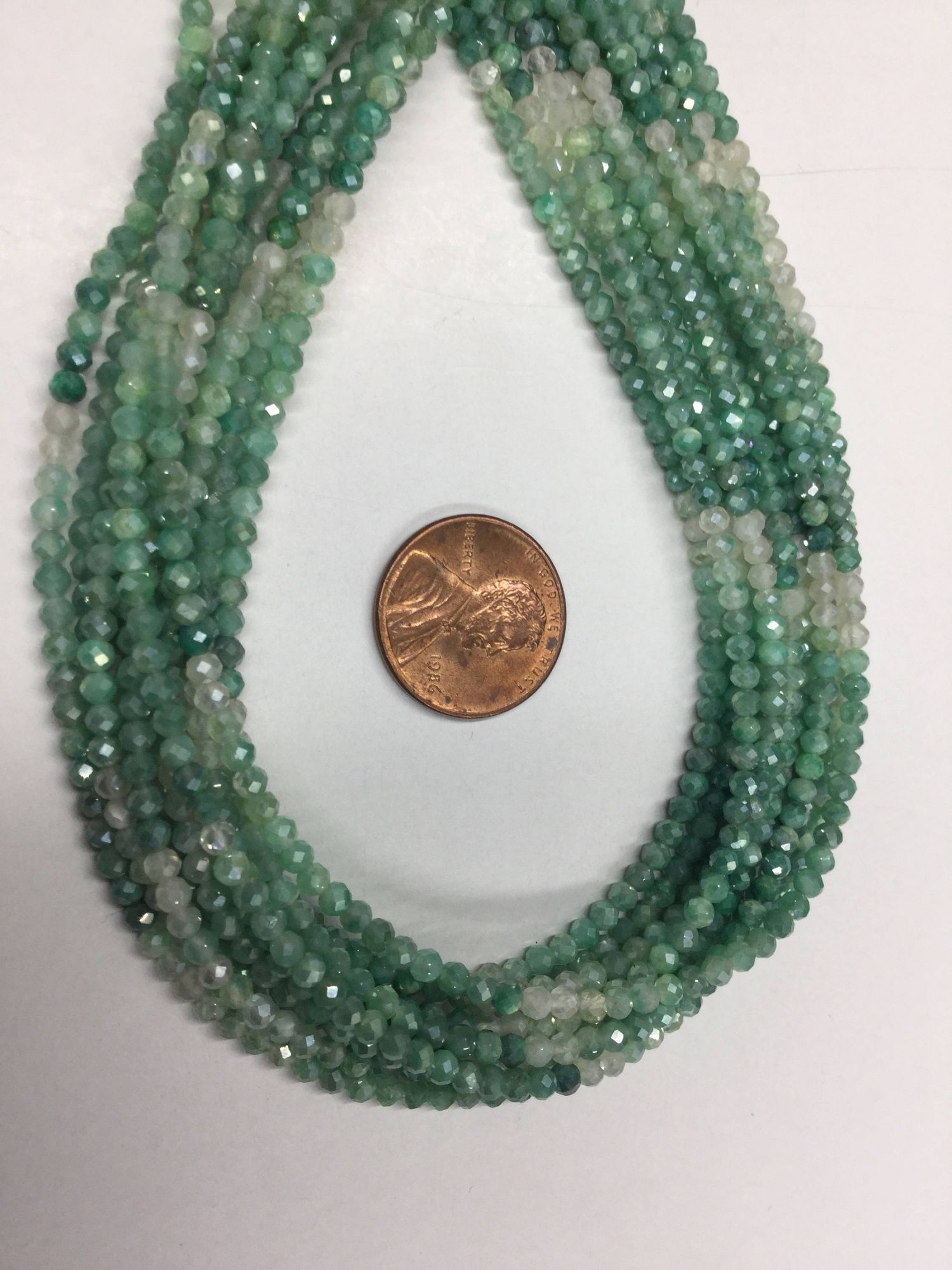 Shaded Mystic Green Onyx Rondelles Faceted