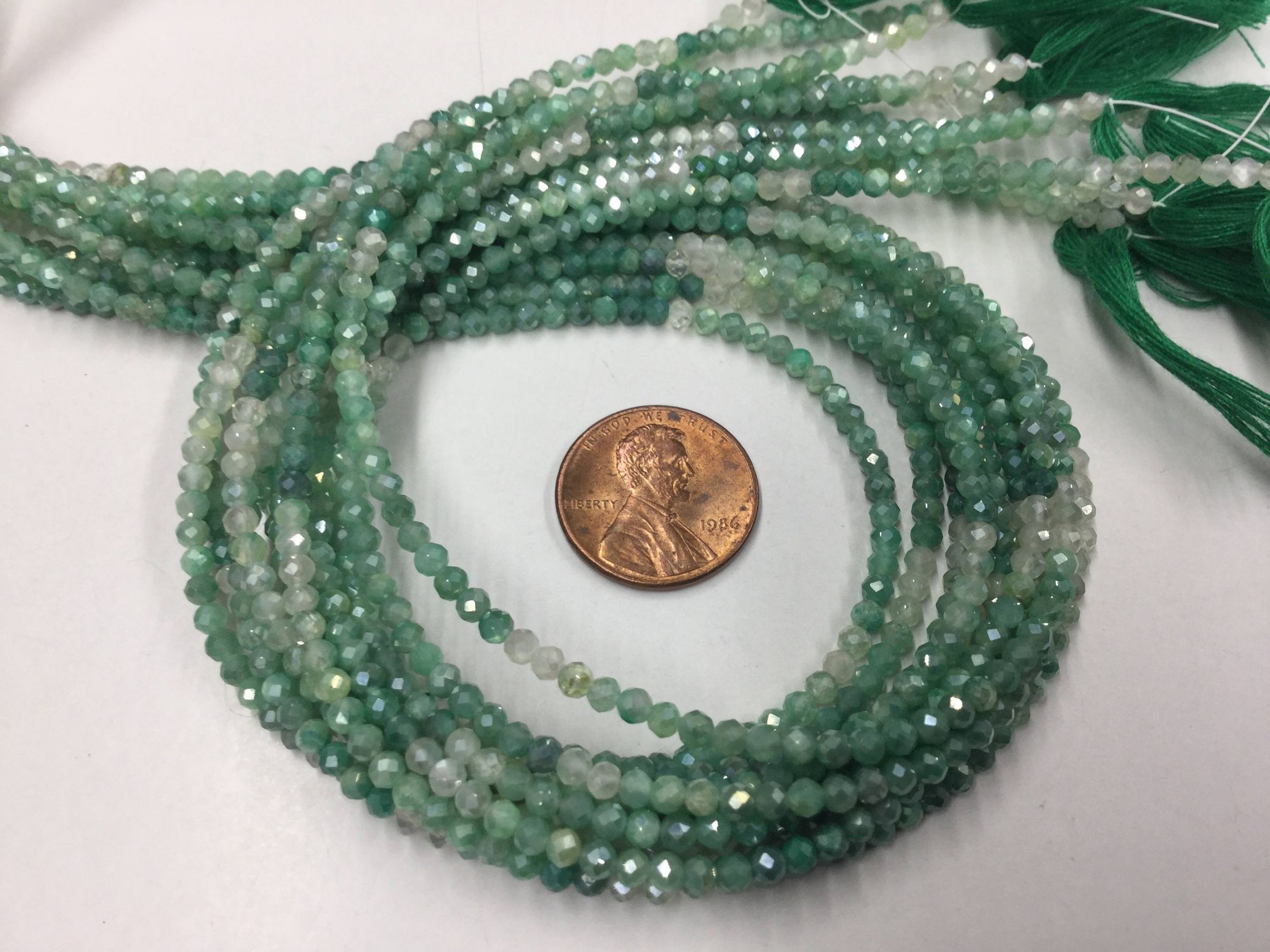 Shaded Mystic Green Onyx Rondelles Faceted