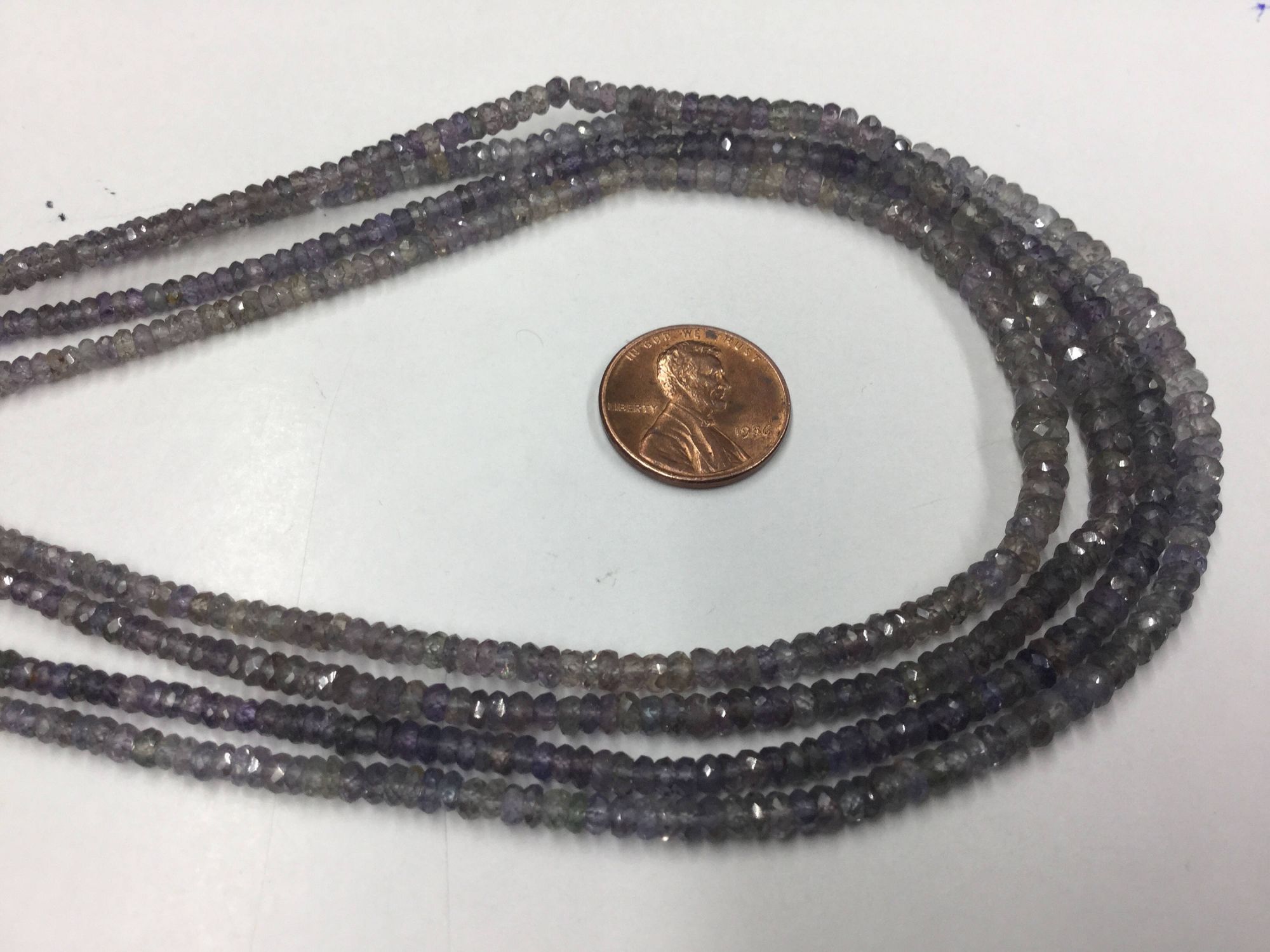 Shaded Violet Grey Sapphire Rondelles Faceted