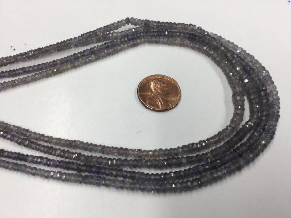 Shaded Violet Grey Sapphire Rondelles Faceted