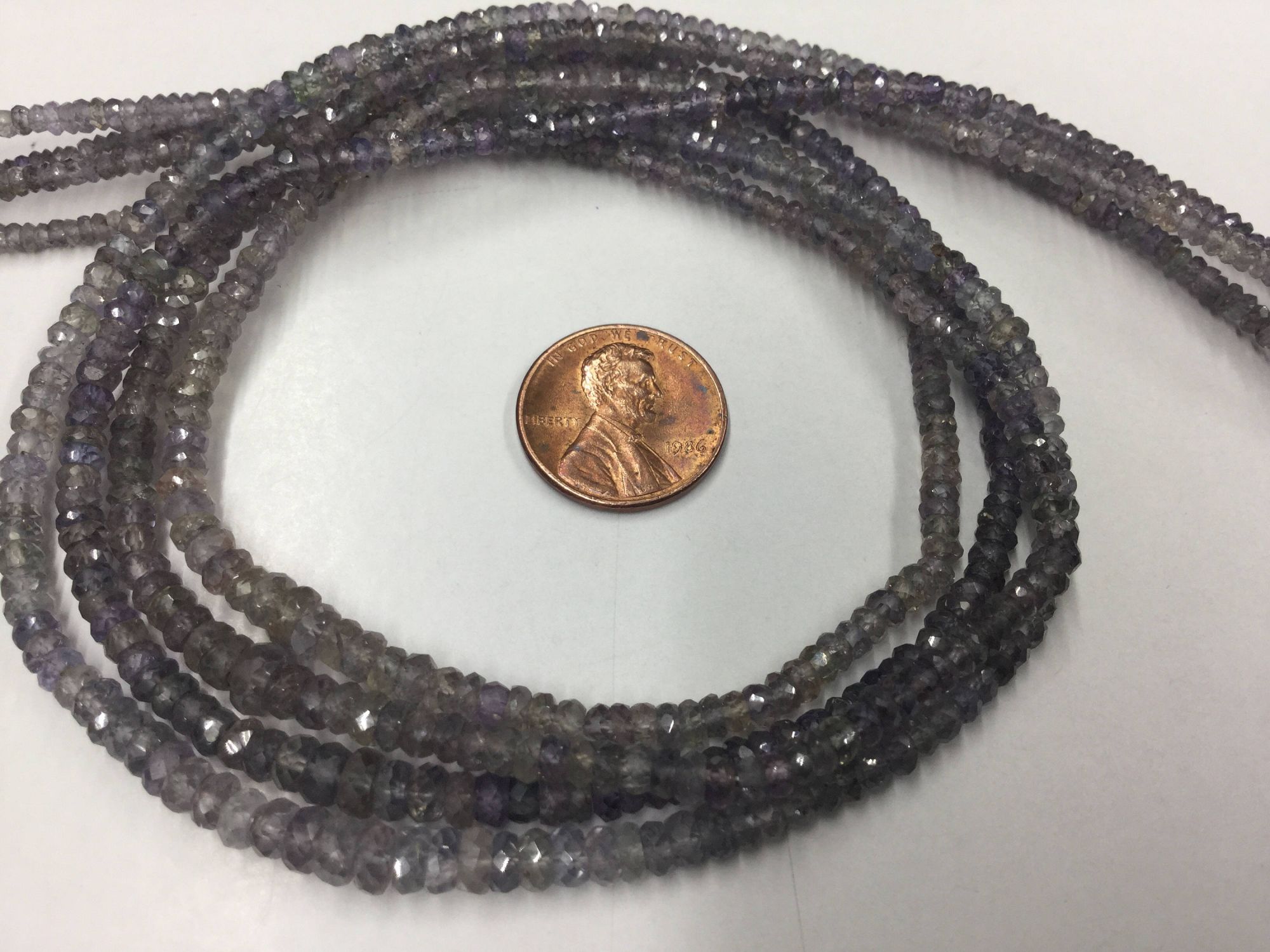Shaded Violet Grey Sapphire Rondelles Faceted