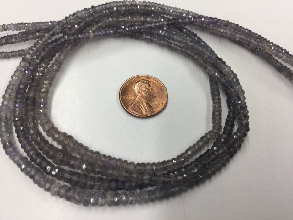 Shaded Violet Grey Sapphire Rondelles Faceted