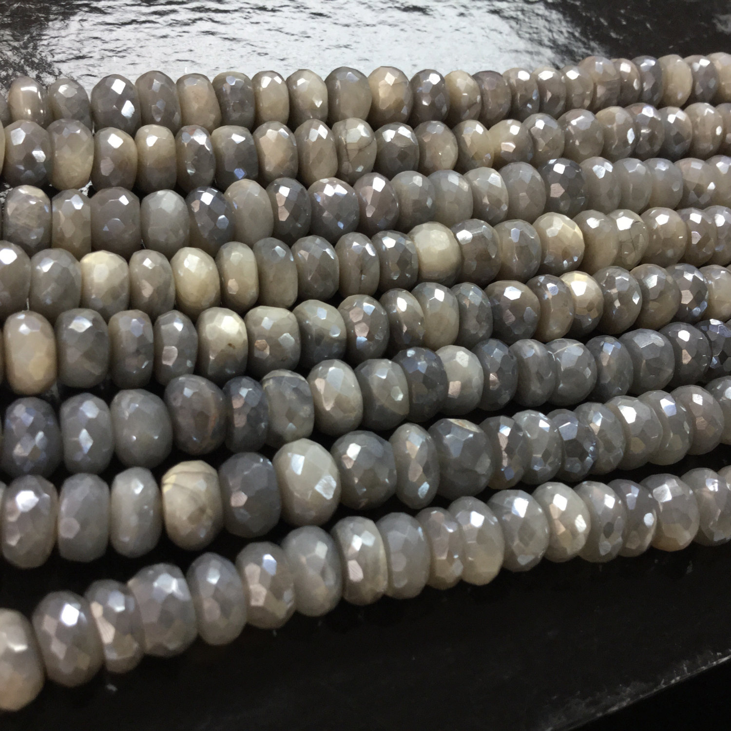 Moonstone Coated Rondelles Faceted