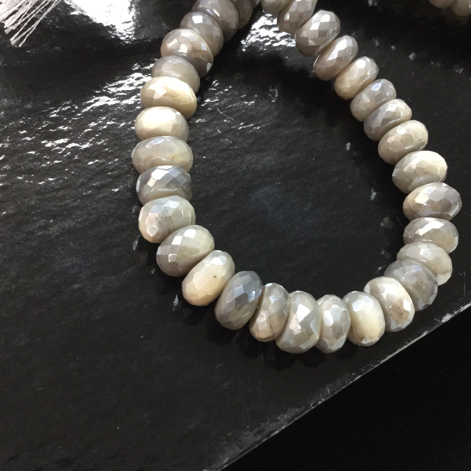 Moonstone Coated Rondelles Faceted