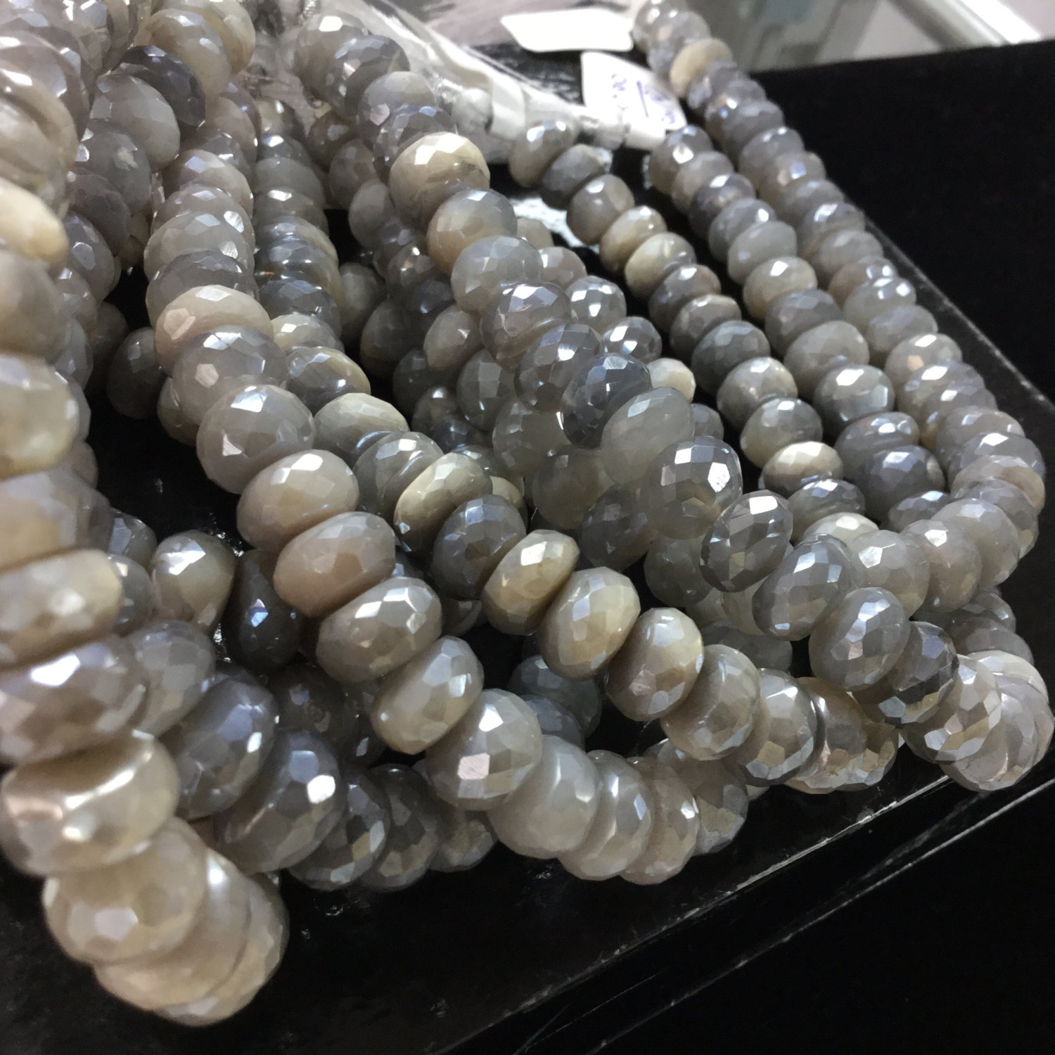 Moonstone Coated Rondelles Faceted