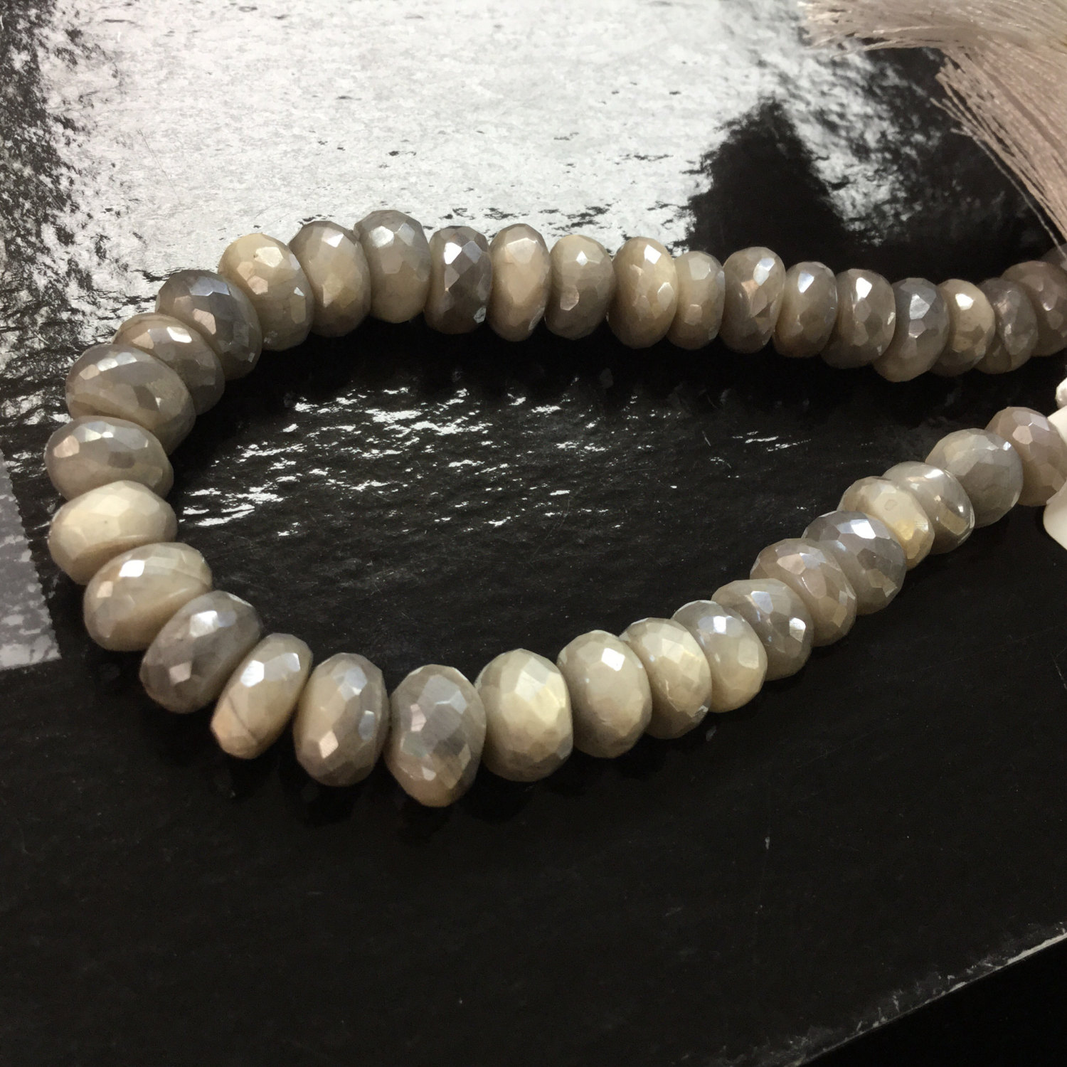 Moonstone Coated Rondelles Faceted