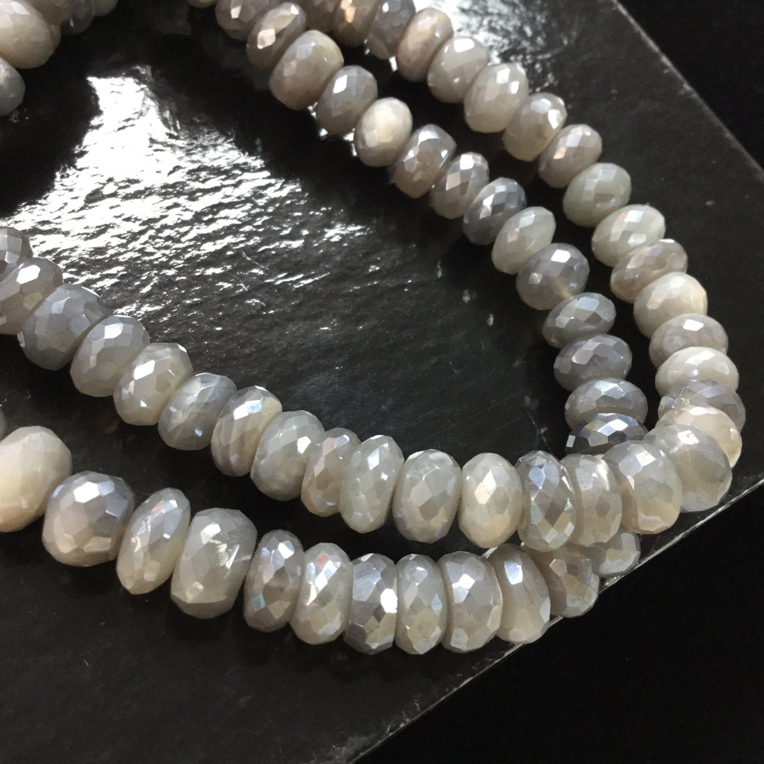 Moonstone Coated Rondelles Faceted