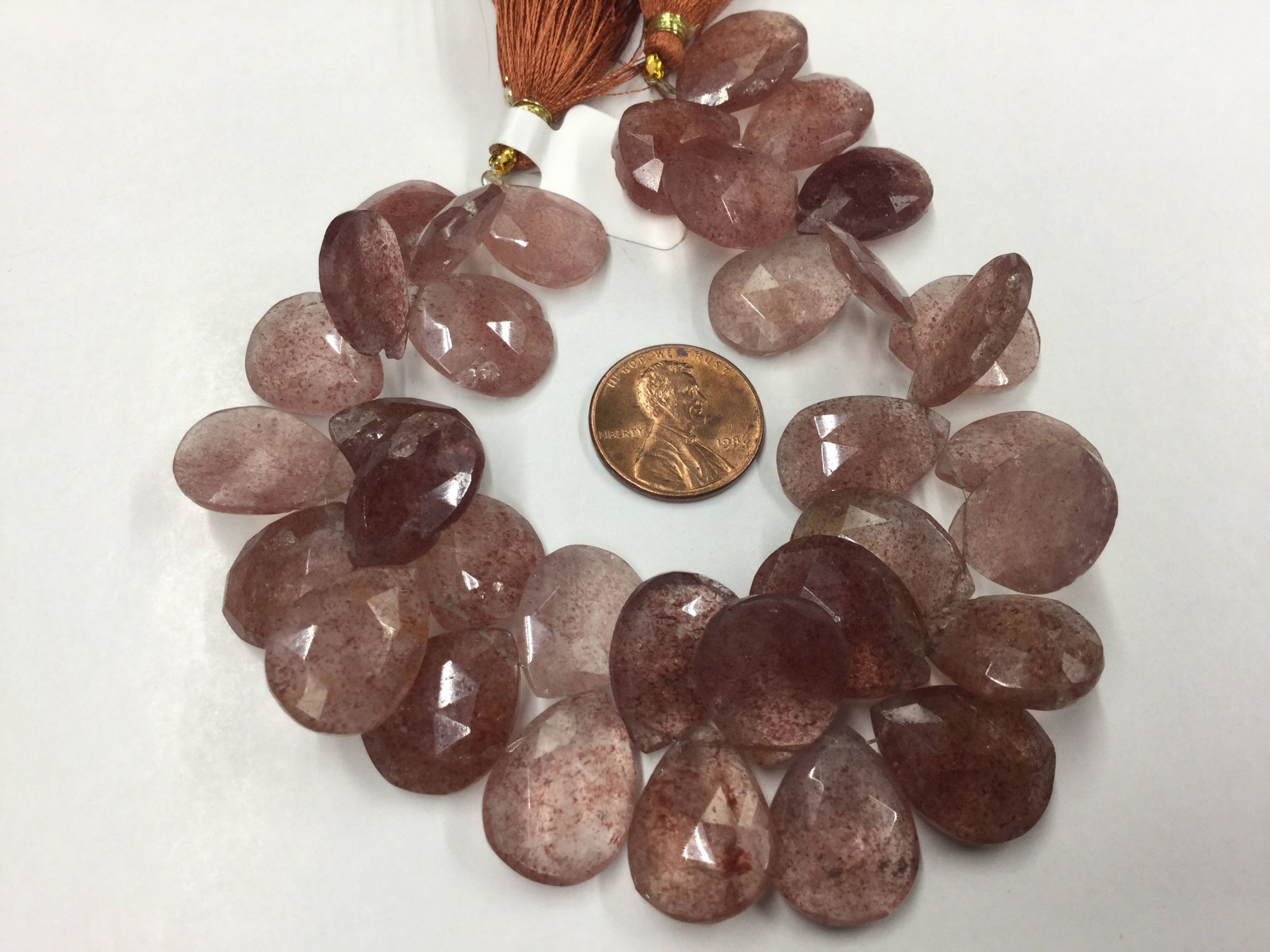 Strawberry Quartz Pears Faceted