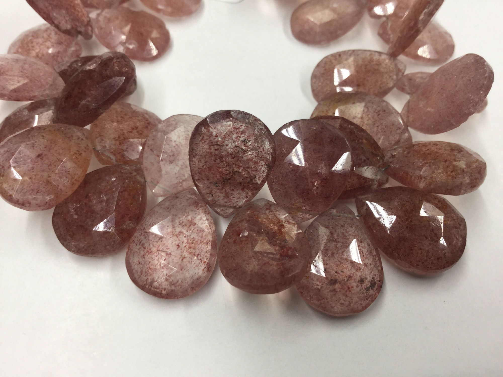 Strawberry Quartz Pears Faceted