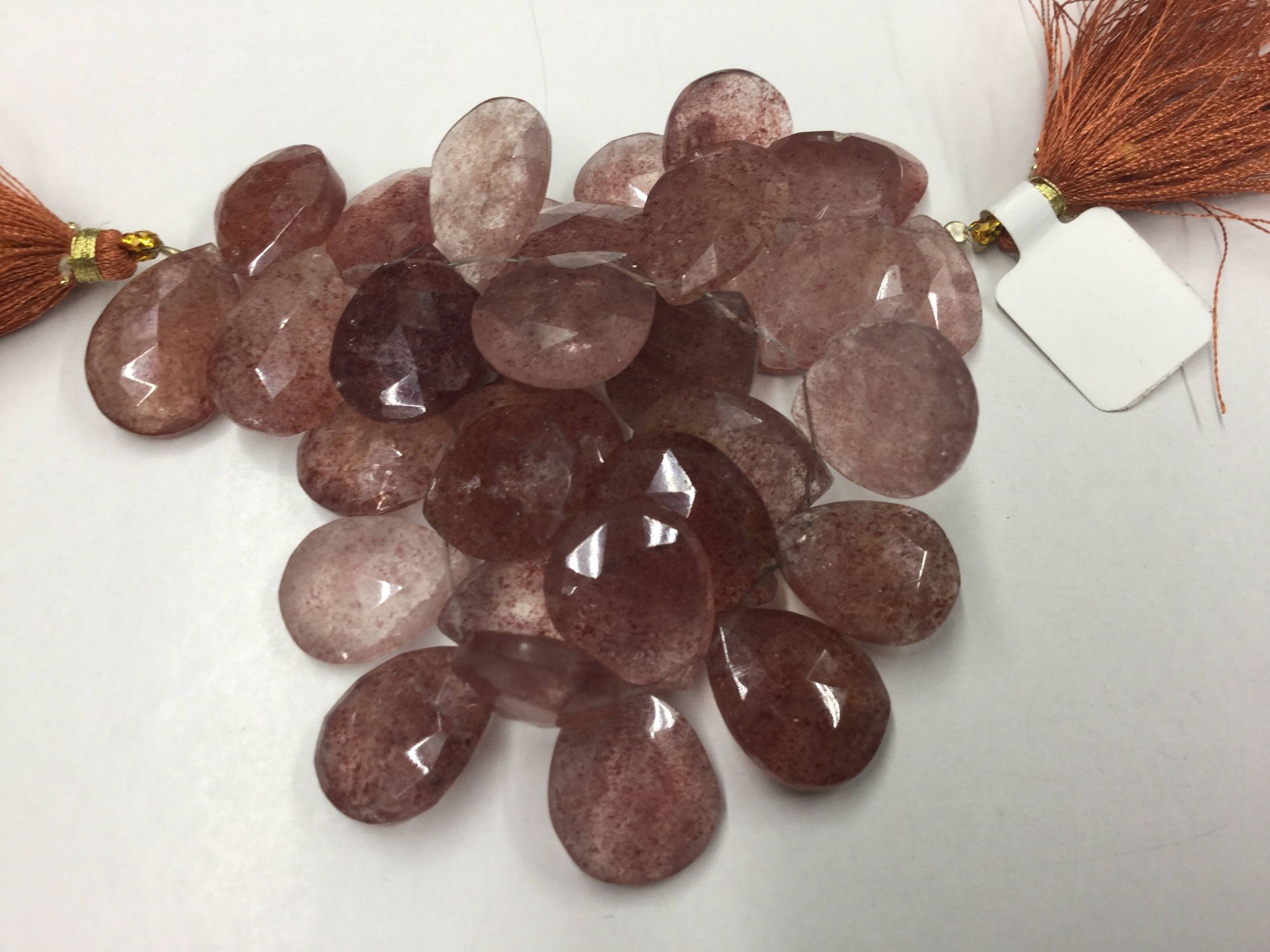 Strawberry Quartz Pears Faceted