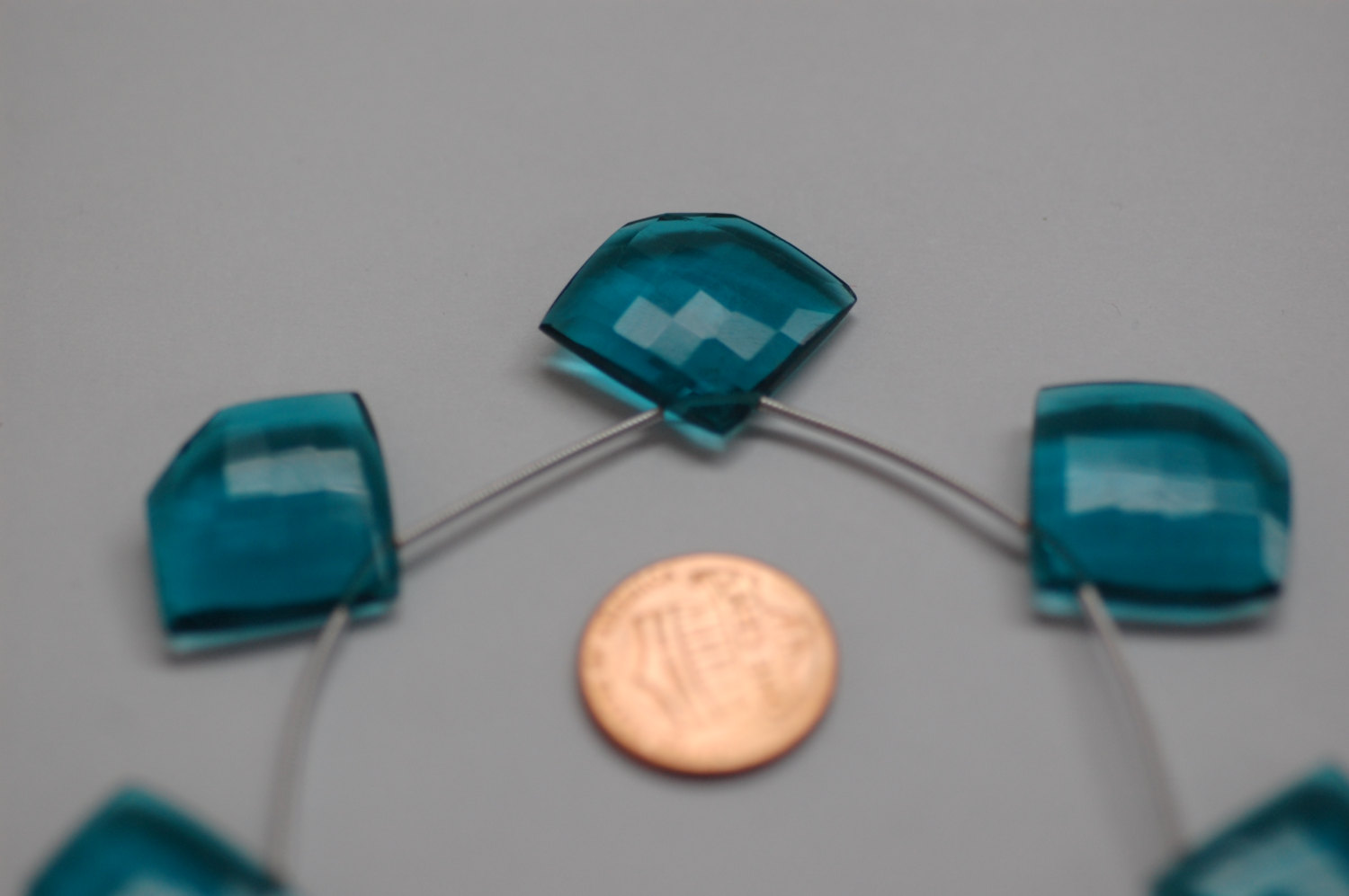 Teal Blue Hydro Quartz Hexagon Checker Board Cut