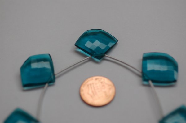 Teal Blue Hydro Quartz Hexagon Checker Board Cut