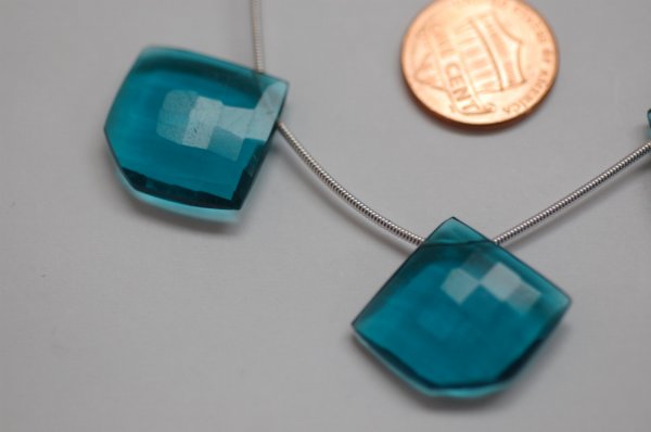 Teal Blue Hydro Quartz Hexagon Checker Board Cut