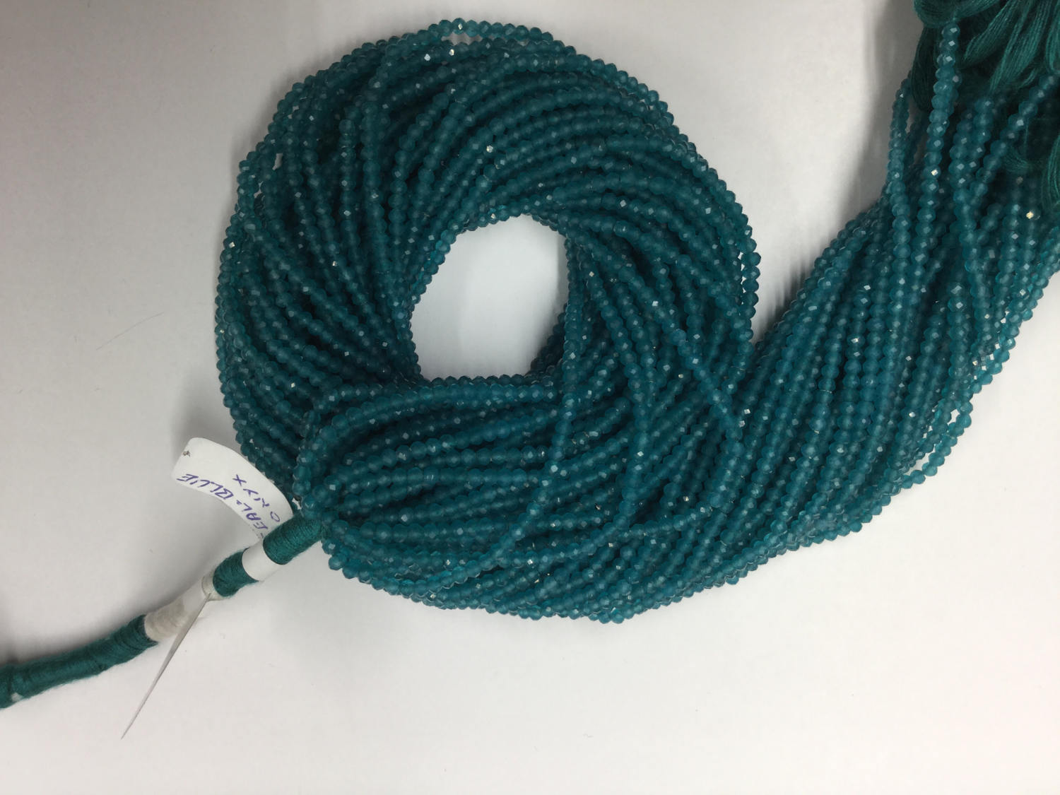 Teal Blue Onyx Rondelles Faceted