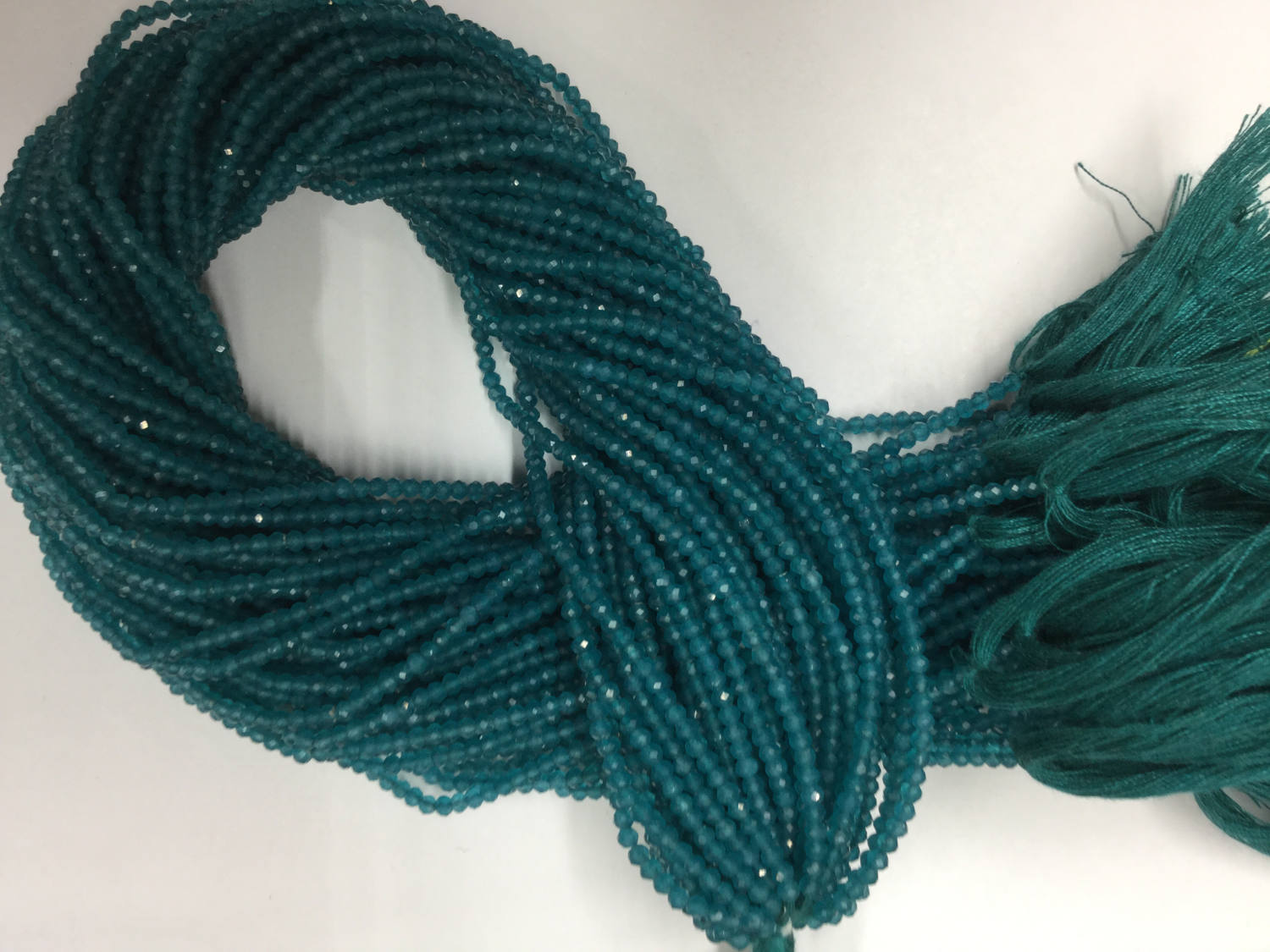 Teal Blue Onyx Rondelles Faceted