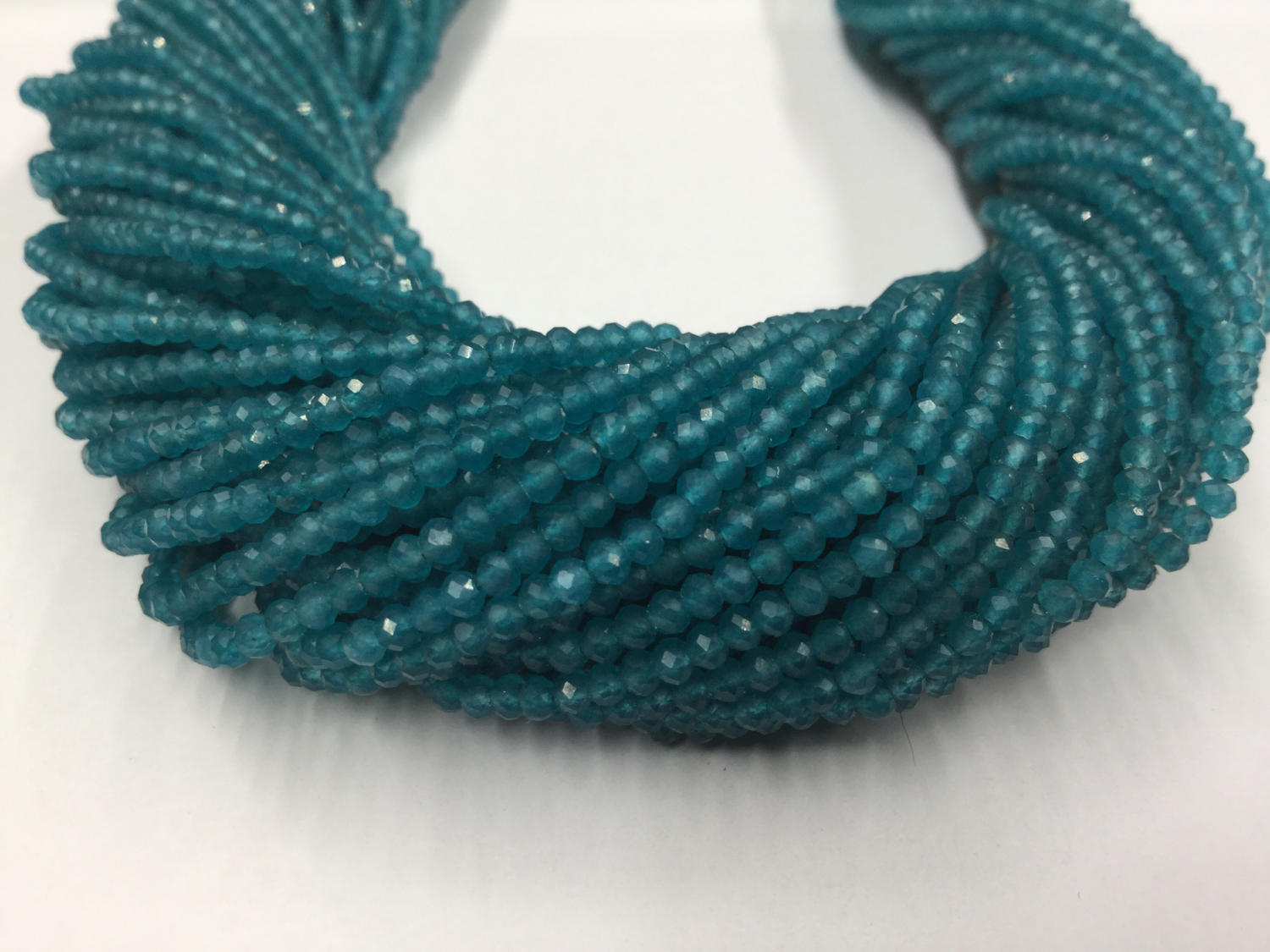 Teal Blue Onyx Rondelles Faceted