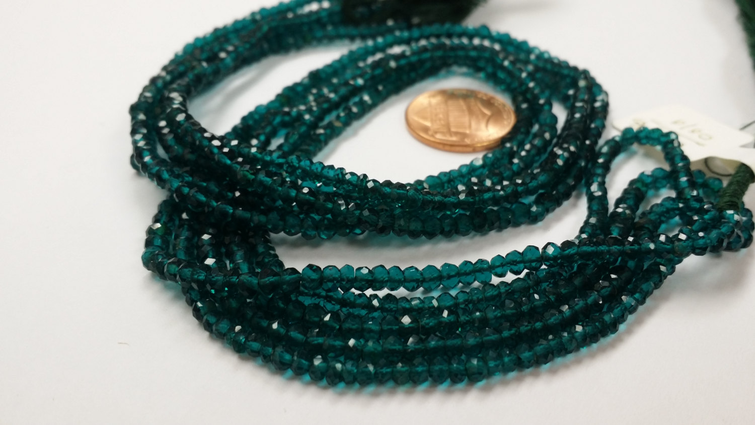 Teal Green Faceted Rondelle