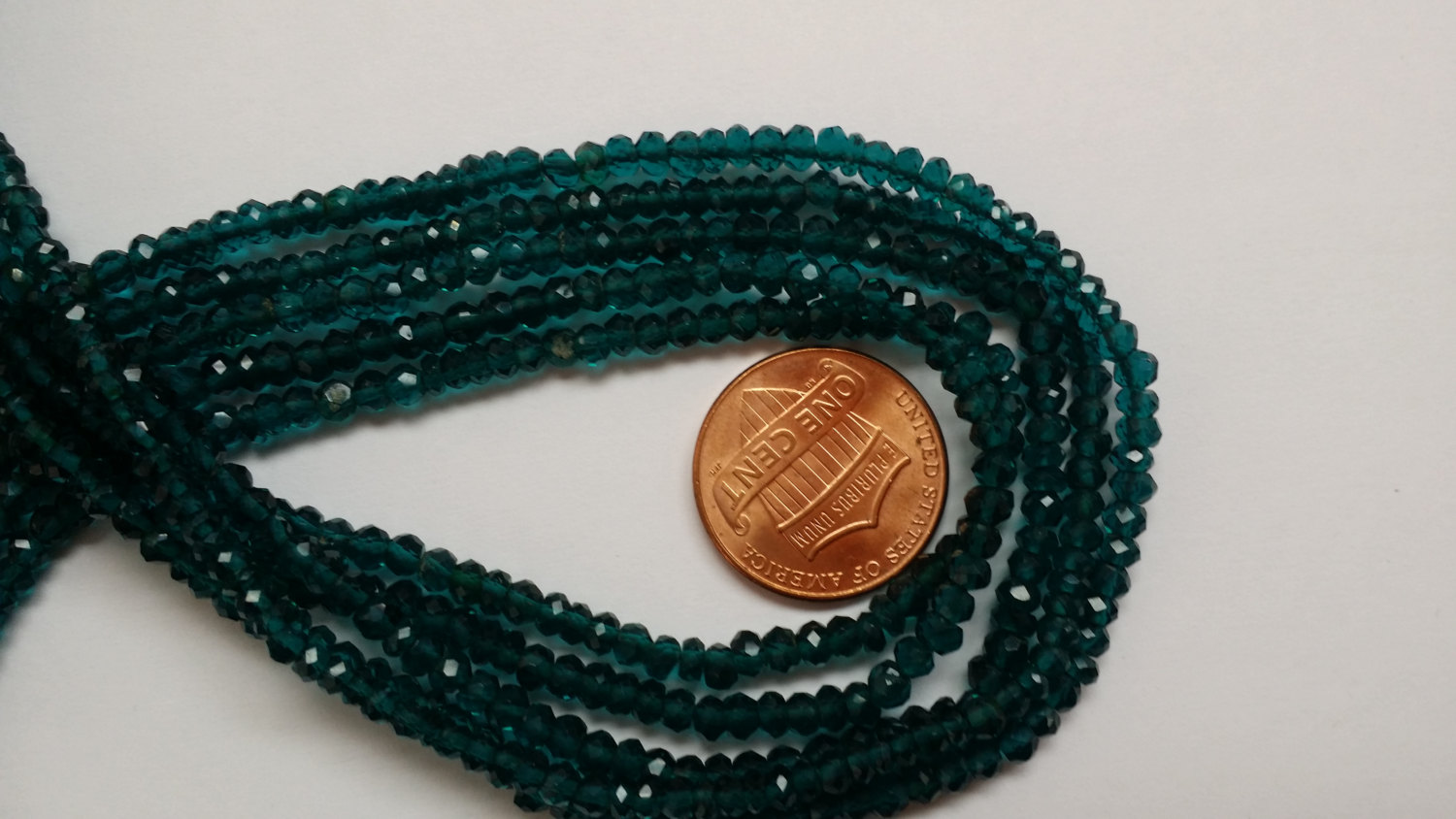 Teal Green Faceted Rondelle