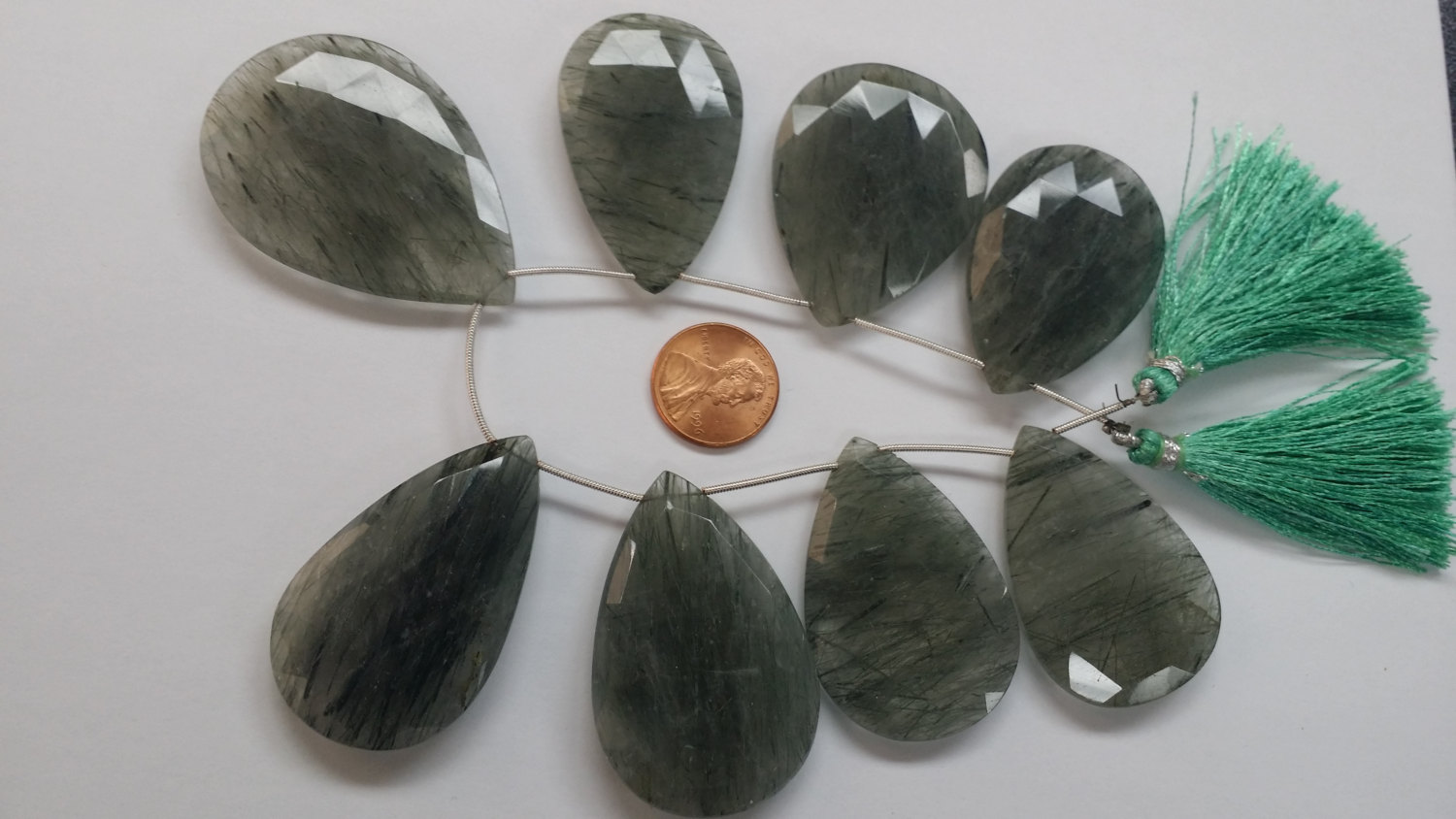Tourmilated Quartz Pears Faceted