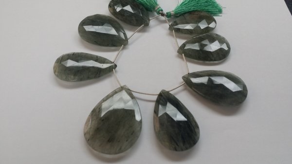 Tourmilated Quartz Pears Faceted