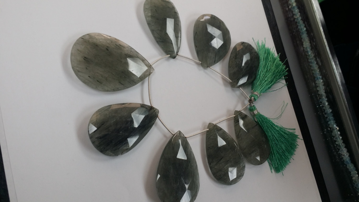 Tourmilated Quartz Pears Faceted