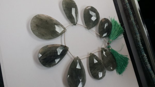 Tourmilated Quartz Pears Faceted