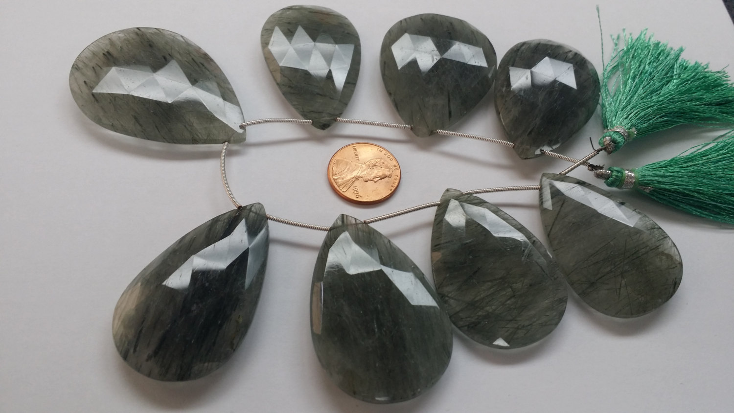 Tourmilated Quartz Pears Faceted