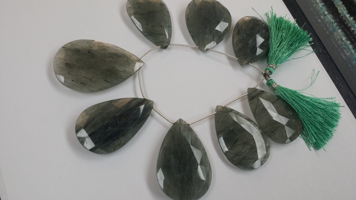 Tourmilated Quartz Pears Faceted