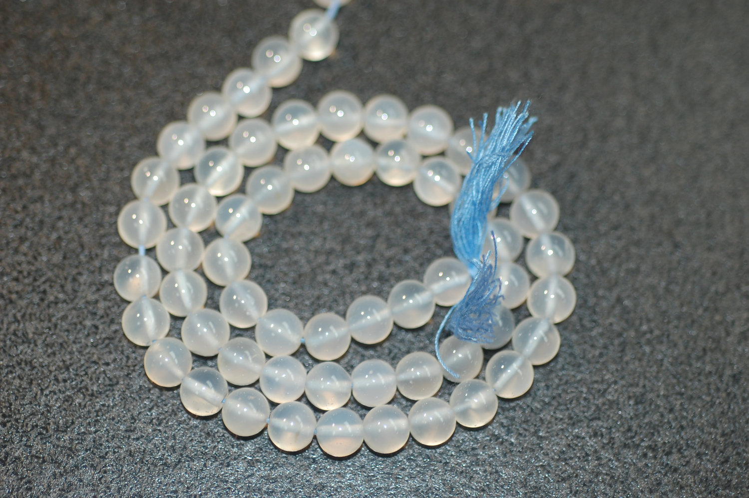 Transparent Blue Chalcedony Smooth Round Beads