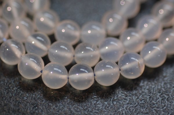 Transparent Blue Chalcedony Smooth Round Beads